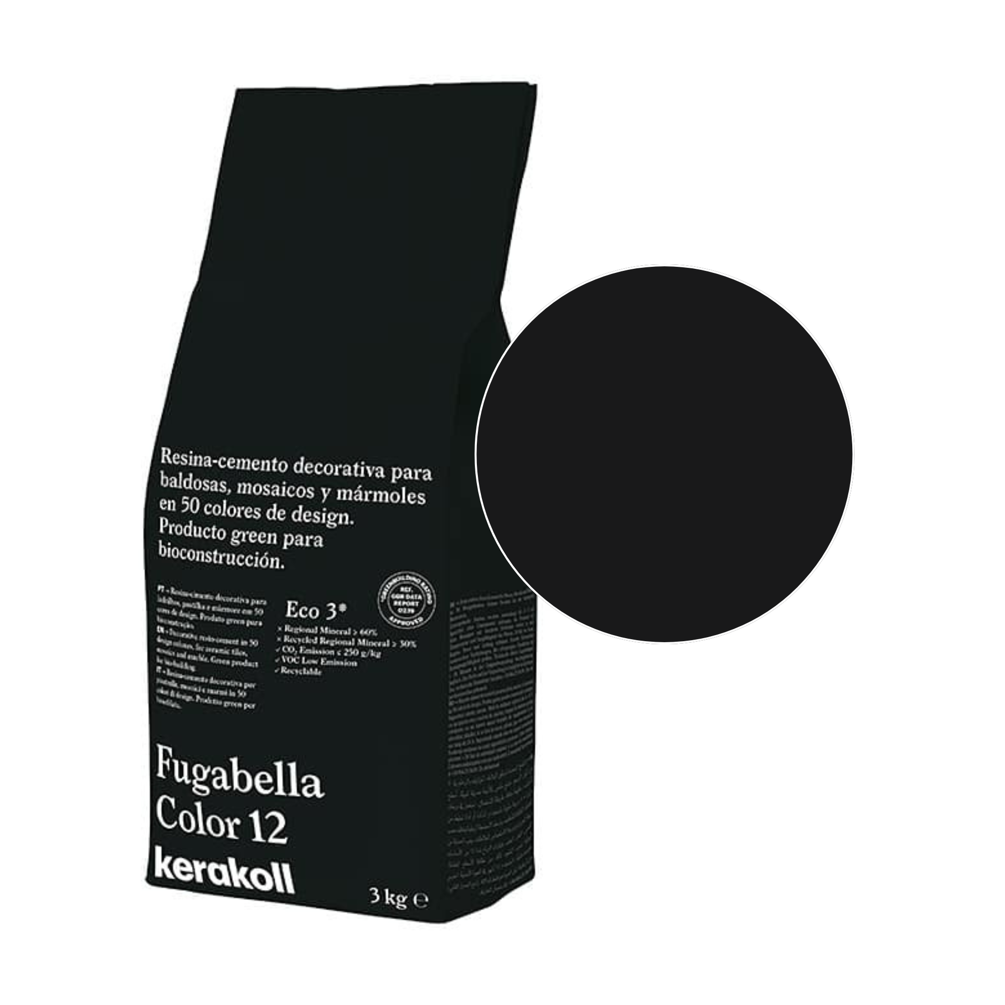 3kg Kerakoll Fugabella Colour Resin-Cement Grout No. 12 Cosmos Black 9844