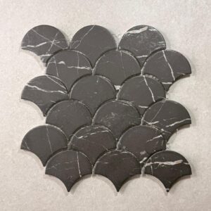Nero Marquina Fan Matt Finish Porcelain Mosaic 7869