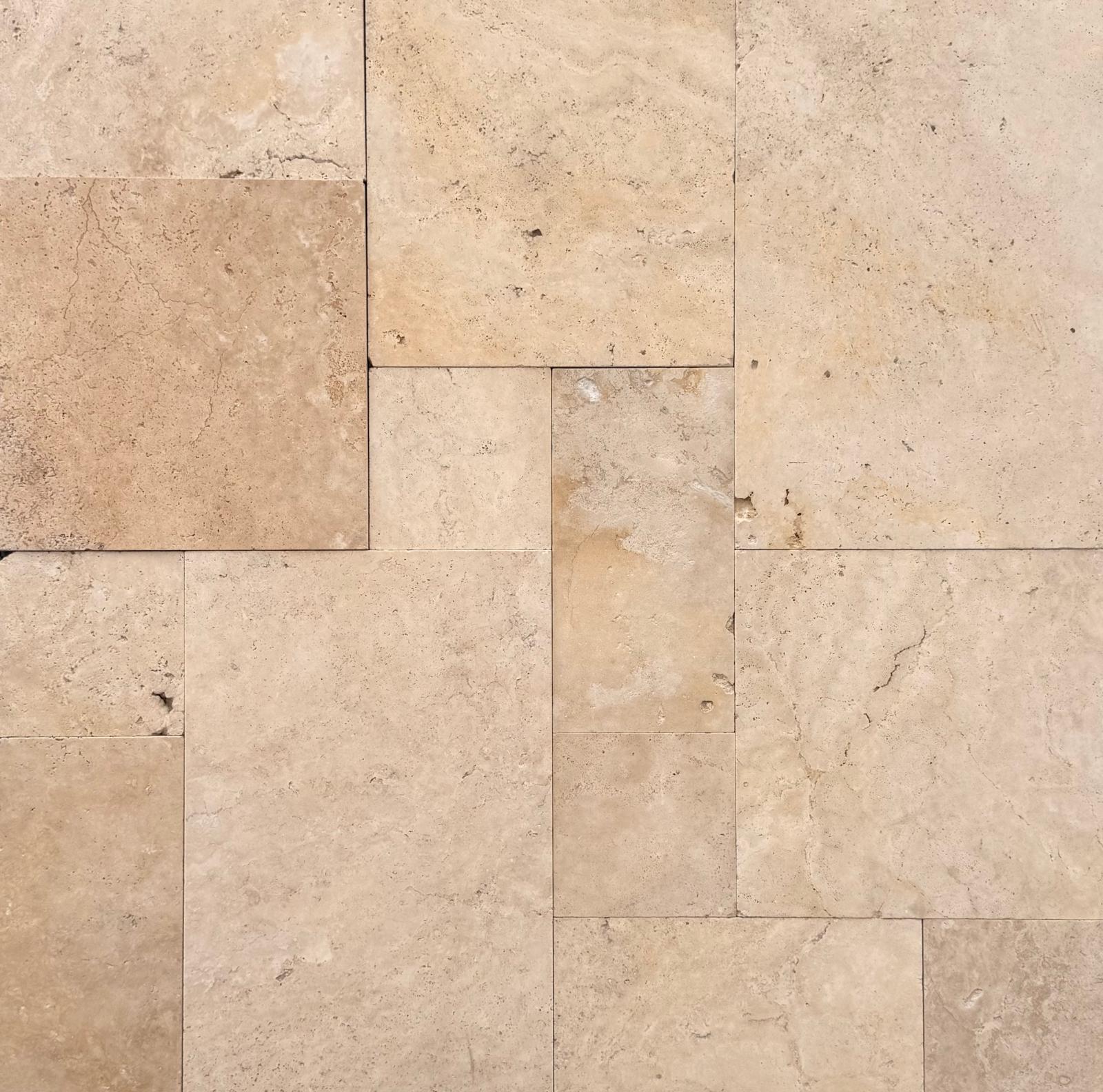 Classic Light Tumbled Travertine French Pattern Paver 8966
