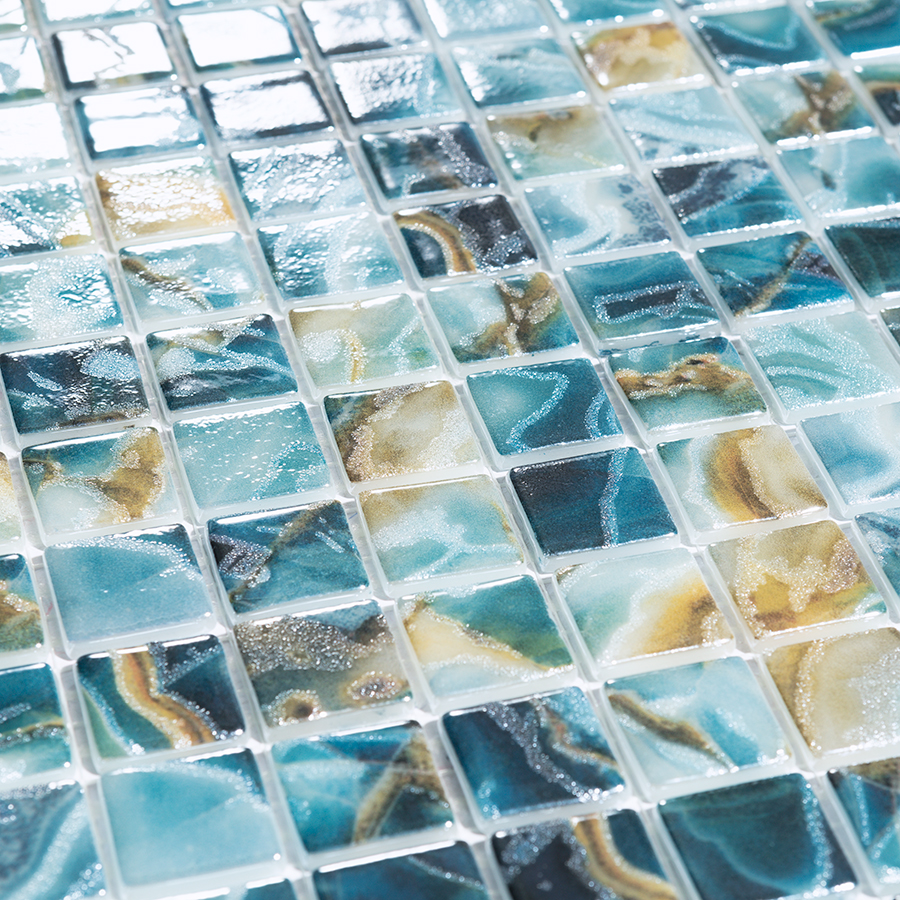 Breeze Ocean Brick Spanish Polyurethane Cord Glass Pool-Mosaic 7866
