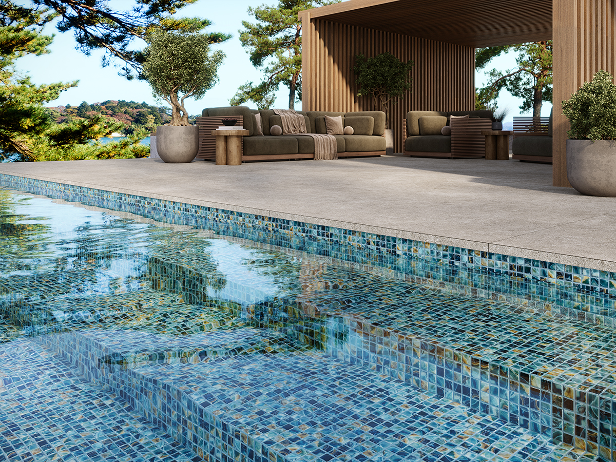 Breeze Ocean Brick Spanish Polyurethane Cord Glass Pool-Mosaic 7866
