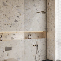 Elliot Beige Terrazzo Look Matt Rectified Porcelain Tile 0421