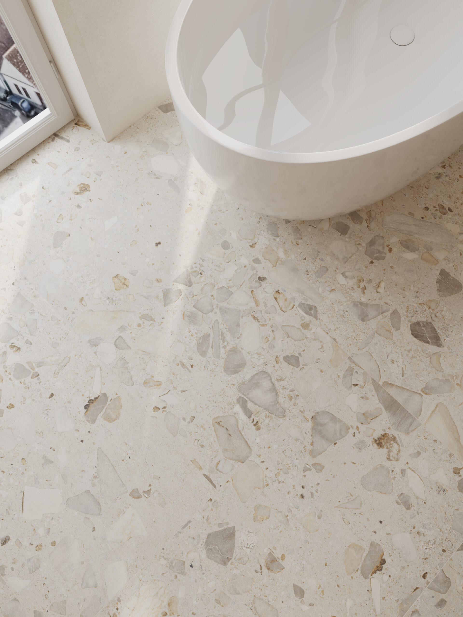 Elliot Ivory Terrazzo Look Matt Rectified Porcelain Tile 0418