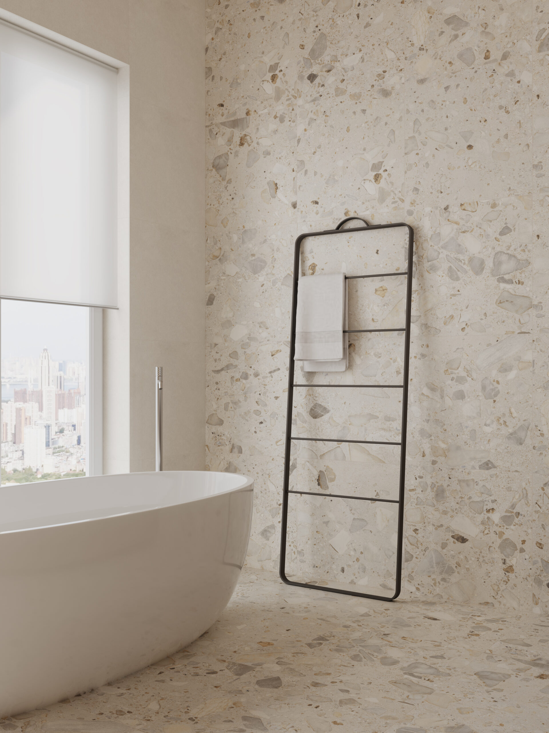 Elliot Ivory Terrazzo Look Matt Rectified Porcelain Tile 0418