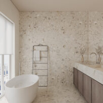 Elliot Ivory Terrazzo Look Matt Rectified Porcelain Tile 0418