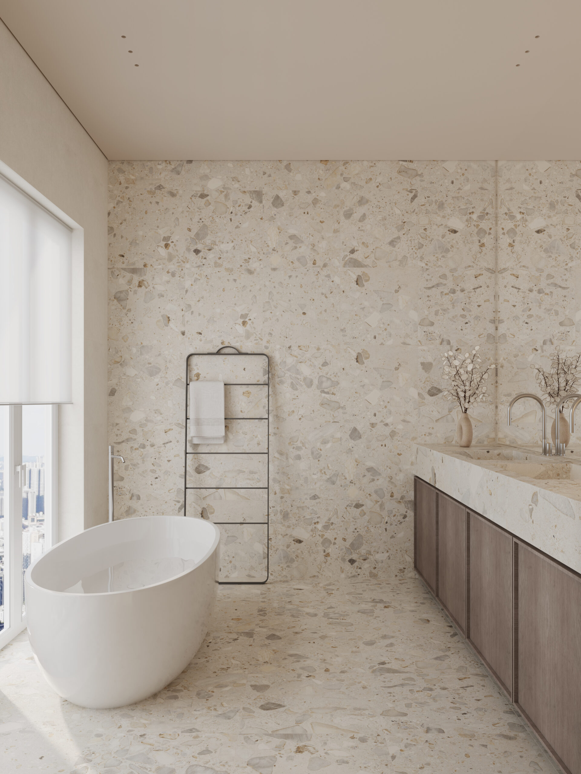 Elliot Ivory Terrazzo Look Matt Rectified Porcelain Tile 0418