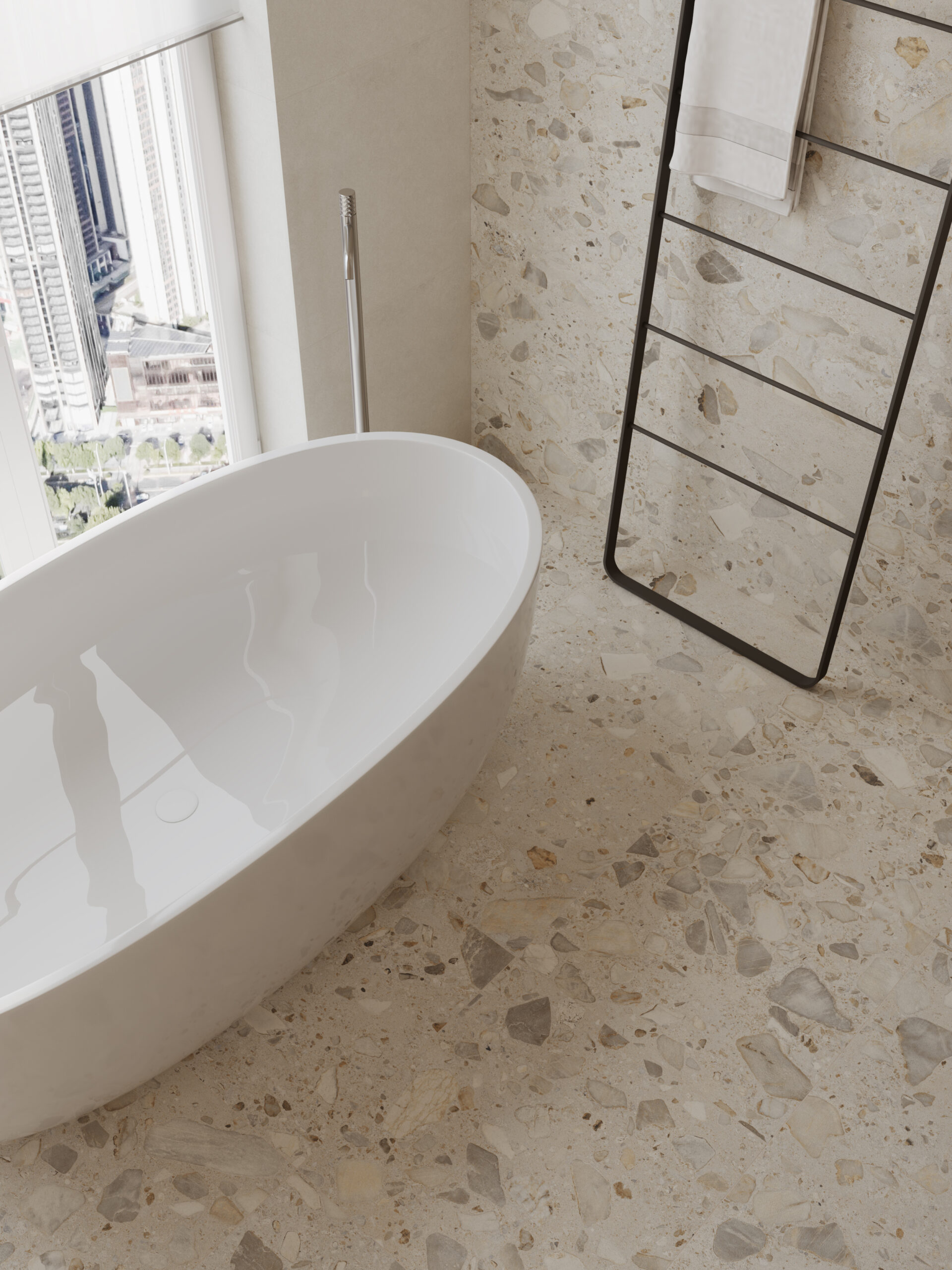 Elliot Ivory Terrazzo Look Matt Rectified Porcelain Tile 0418