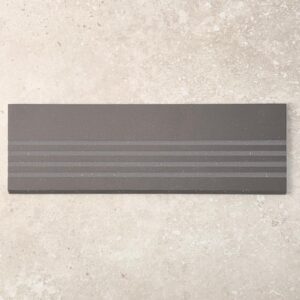 Quantum Black Anti-slip Porcelain Step Tread with 3 Groove Line 2885
