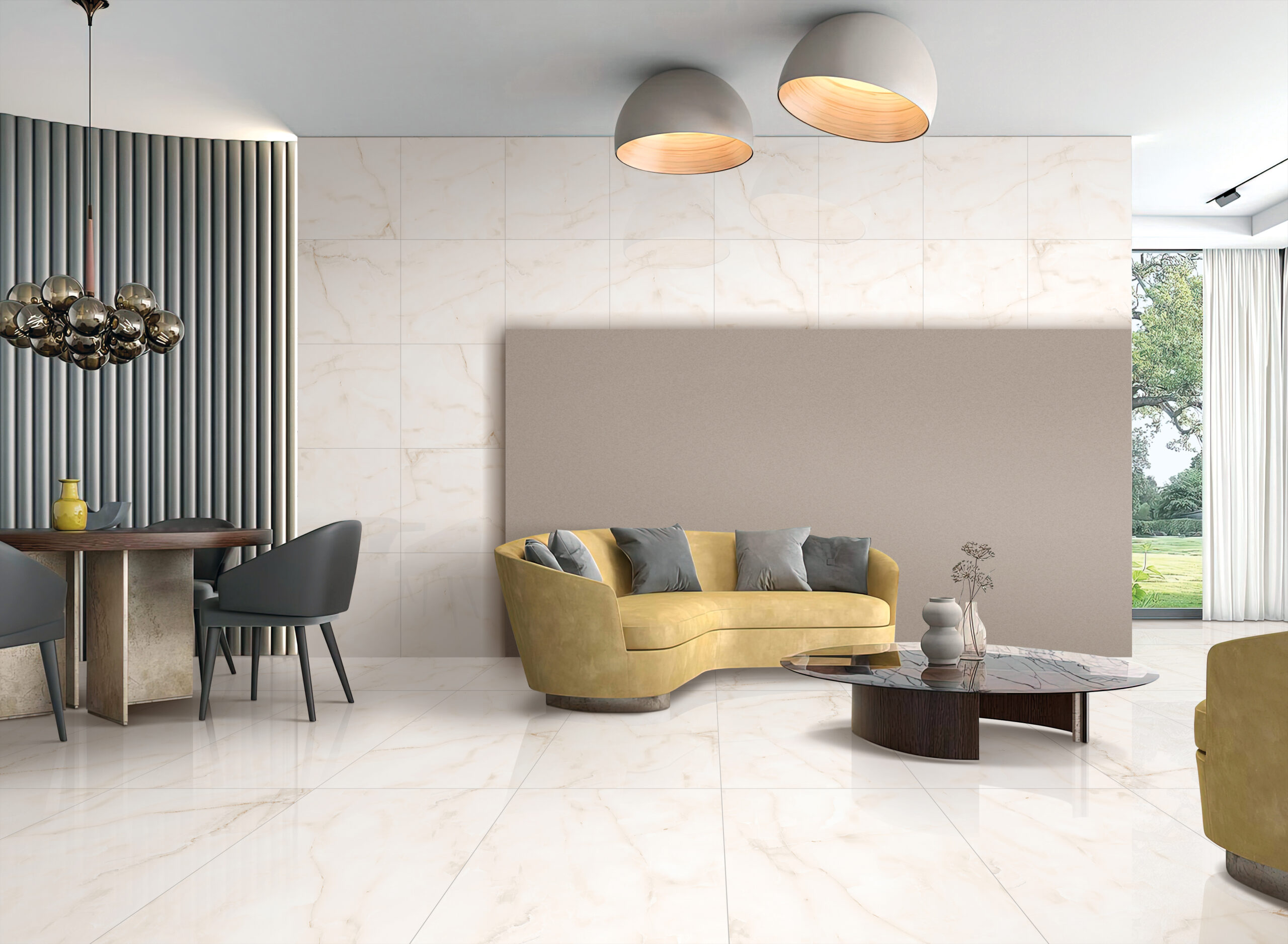 Onyx White Marble Look Rectified Polished Porcelain Tile 2815
