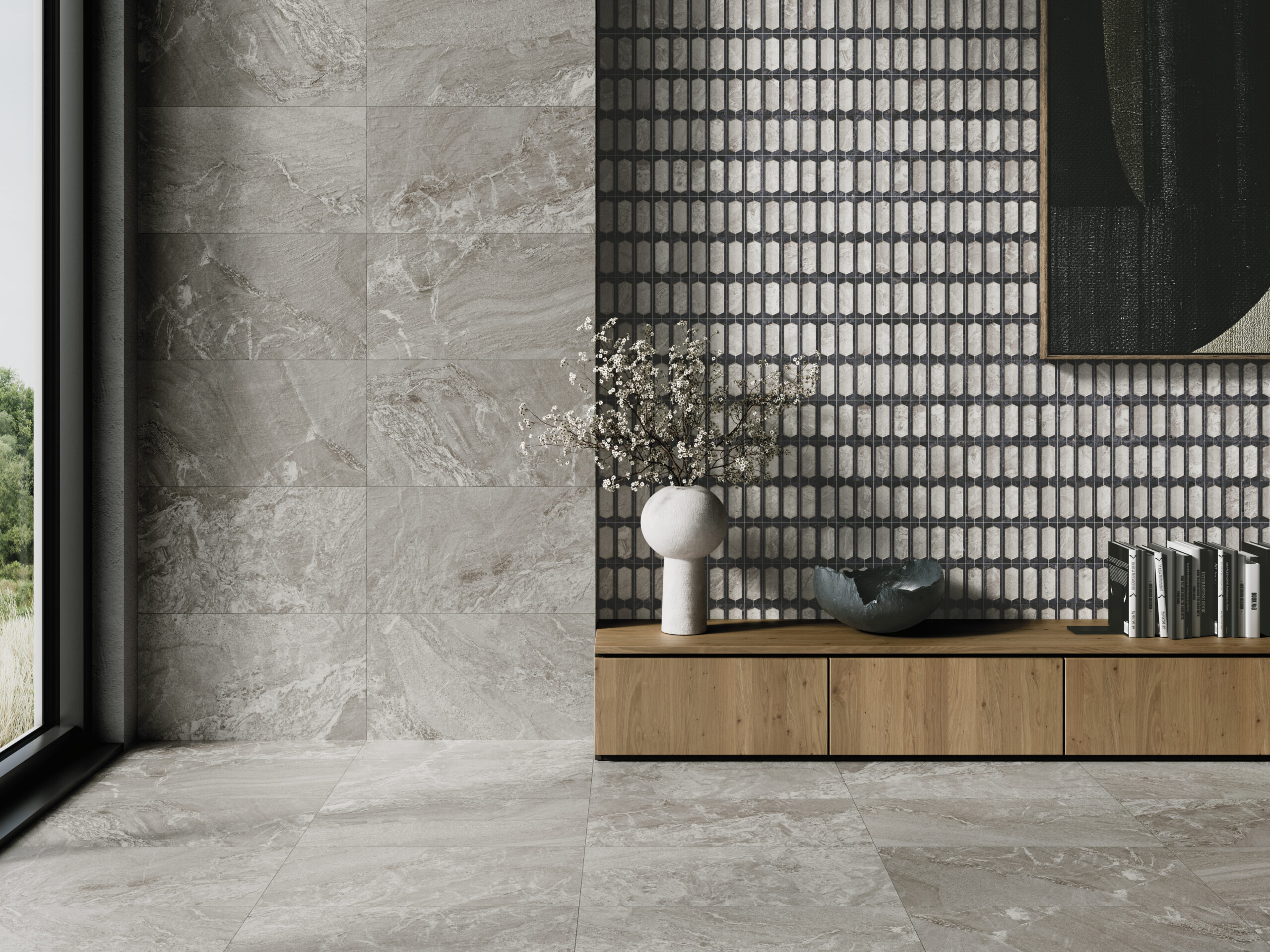 Saami Deco Anthracite Spanish Porcelain Wall Tile 0521