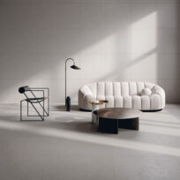 Soft Light Grey Brushed Cement Look Italian Rectified Porcelain Tile 0514