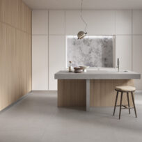 Soft Light Grey Brushed Cement Look Italian Rectified Porcelain Tile 0514