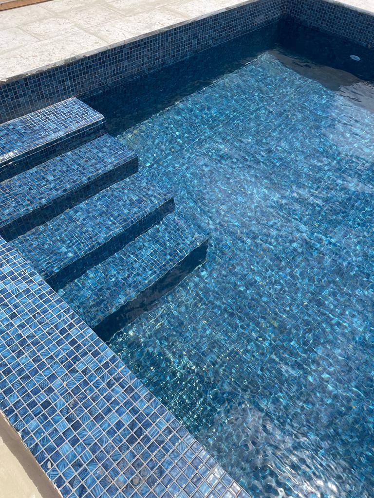 Deep Sea Blue Spanish PVC DOT Pool Mosaic 77020