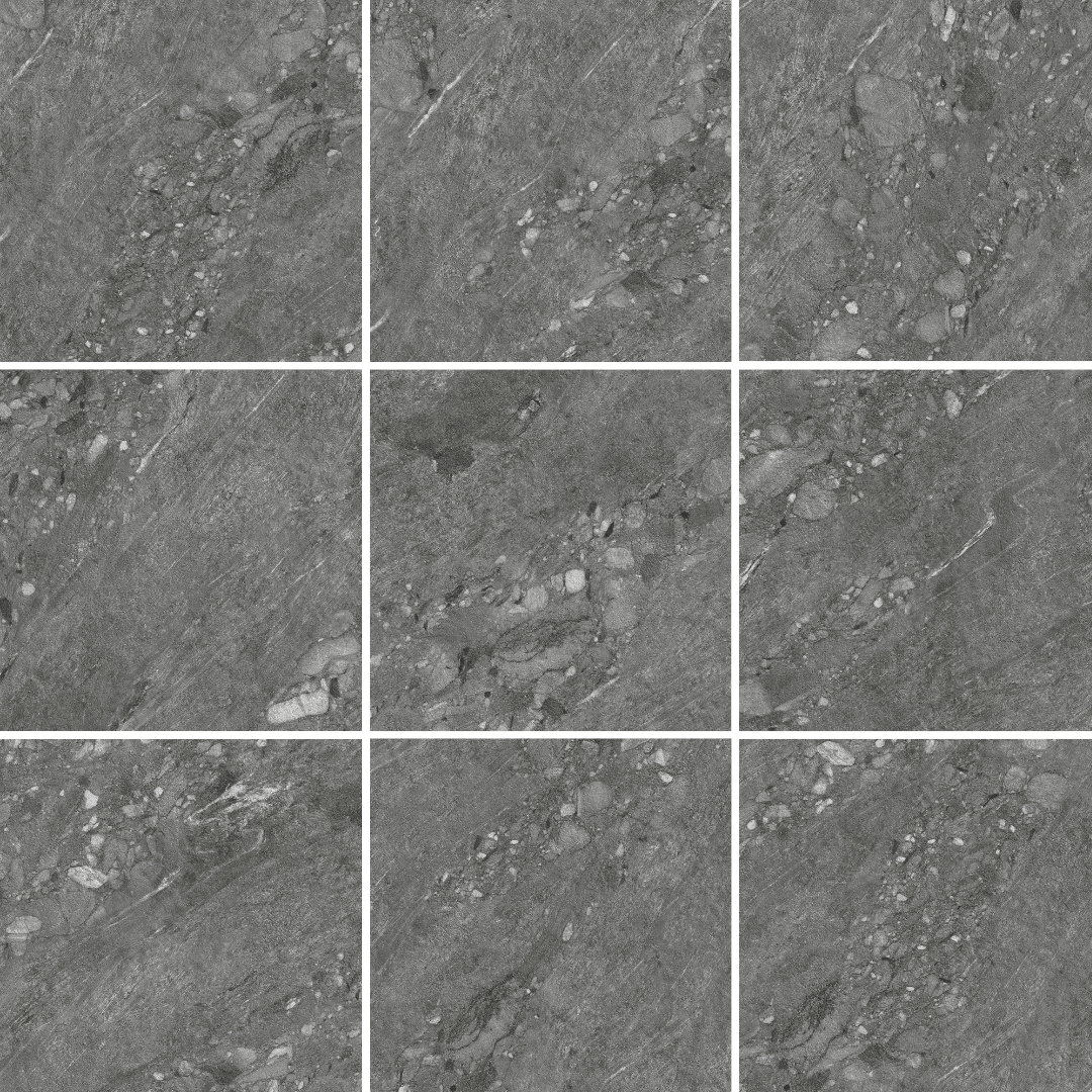 Qibo Dark Grey Stone Look Lappato Rectified Porcelain Tile 2807
