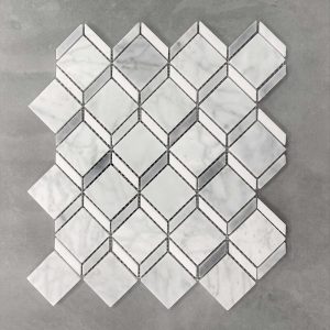 3d Cube Carrara Marble Mosaic Sheet