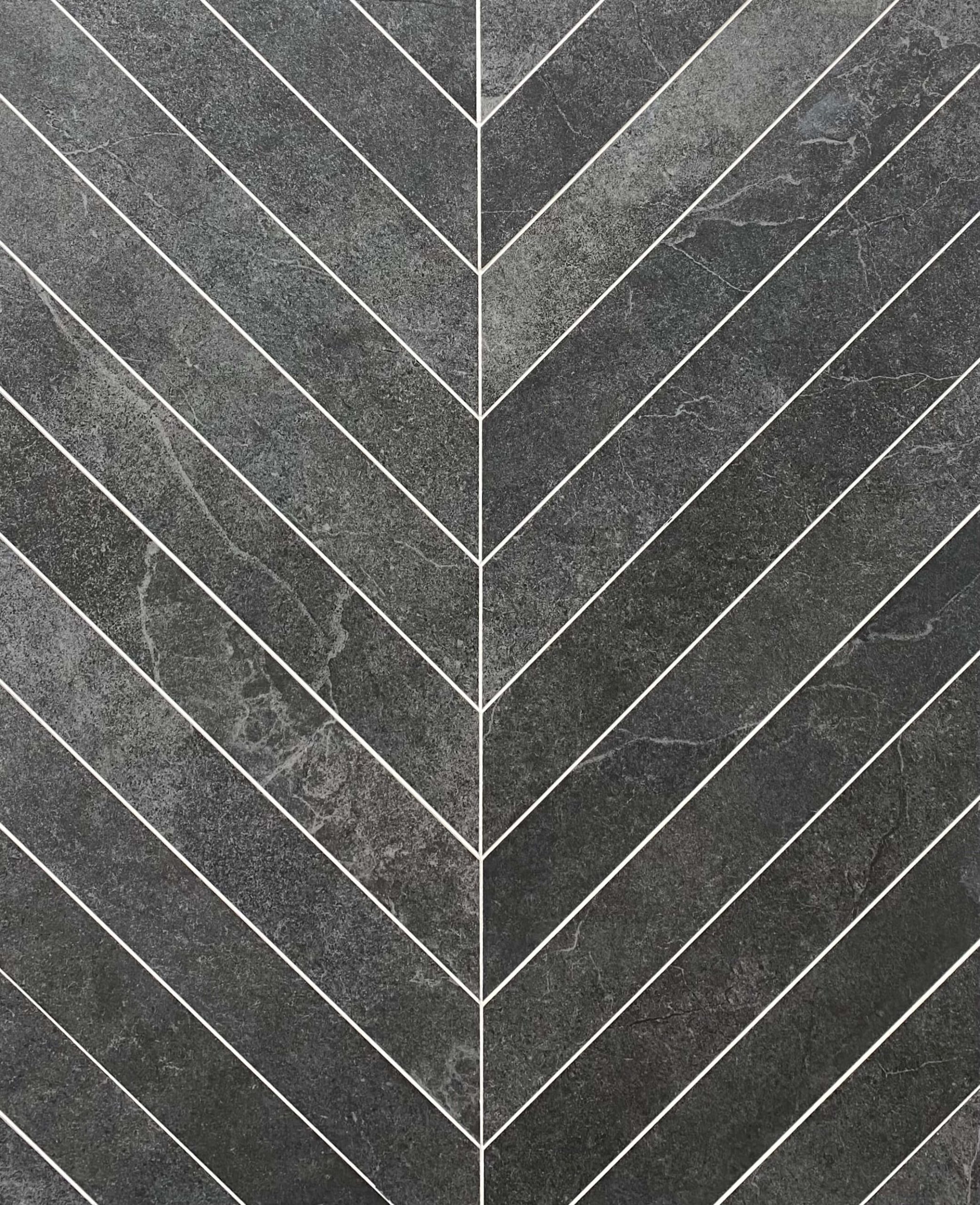 Yosemite Black Chevron Stone Look In/Out Rectified Porcelain Tile 4267