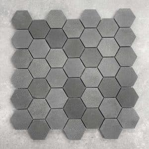 Hexagon Polished Charcoal Stone Mosaic Tiles - 7097