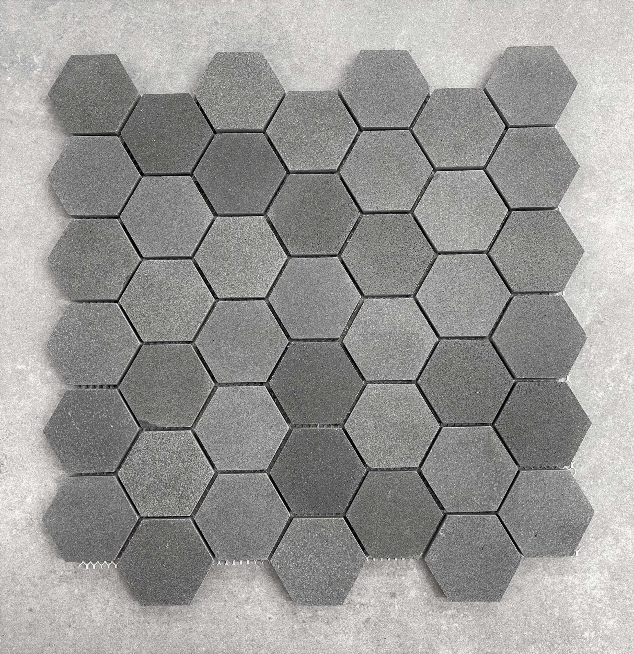 Hexagon Polished Charcoal Stone Mosaic 7097