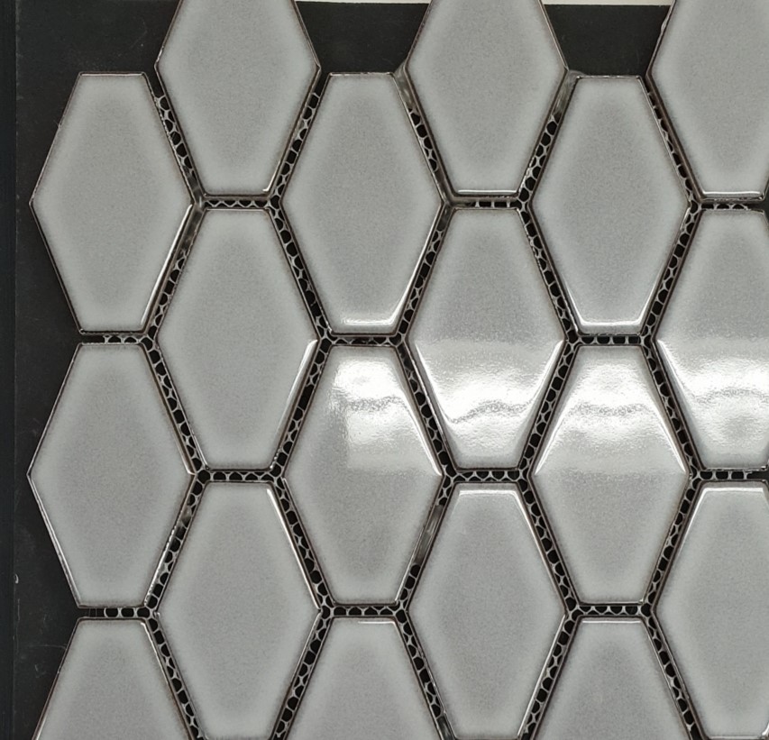 268x294mm Hexagon 60×95 Mid Grey Mosaic Sheet 7513