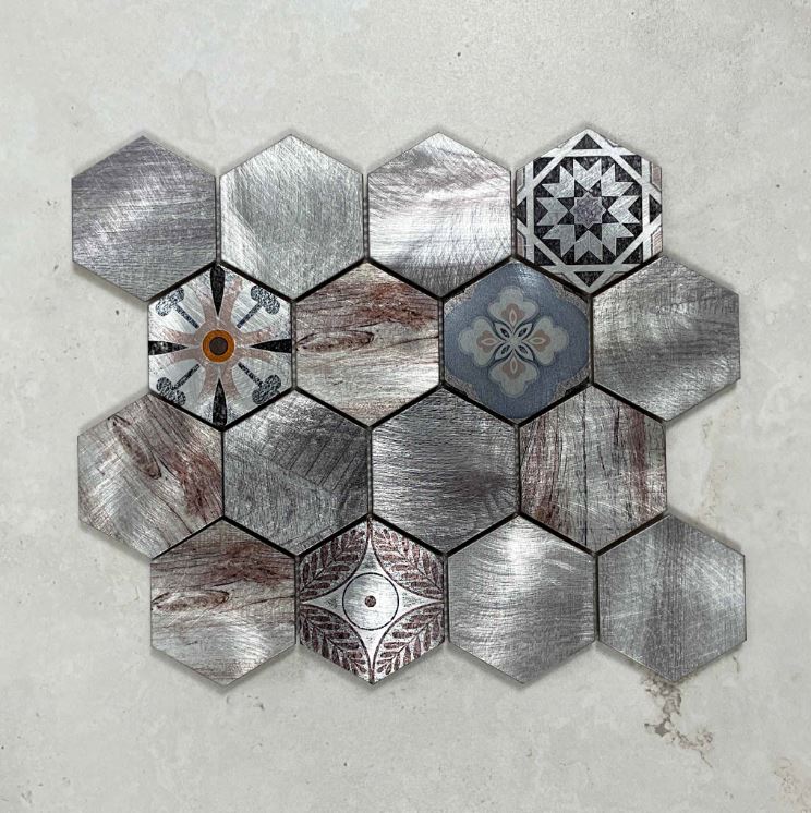 Hexagon Retro Aluminium Mosaic 7519