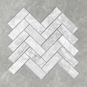 Bianco Carrara Honed Herringbone Tiles 40x120mm Marble Mosaic 7565