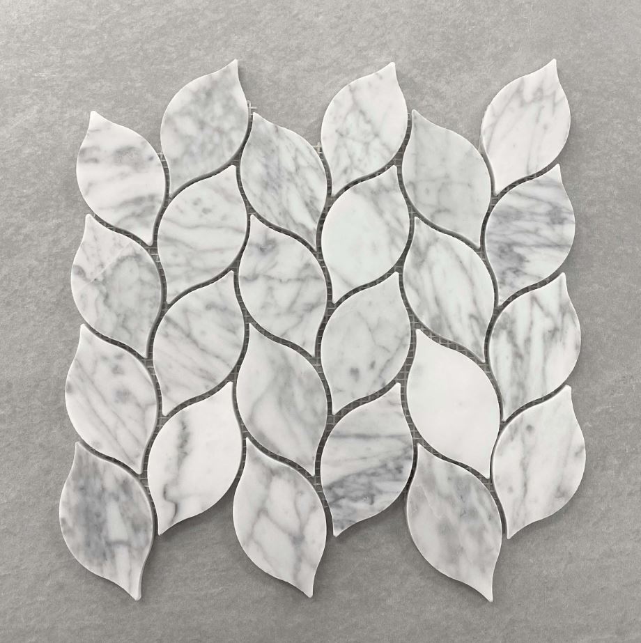 Leaf Honed Carrara Marble Mosaic 7589