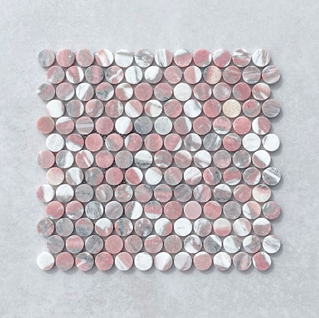 Norway Pink Marble Penny Round Mosaic 7611