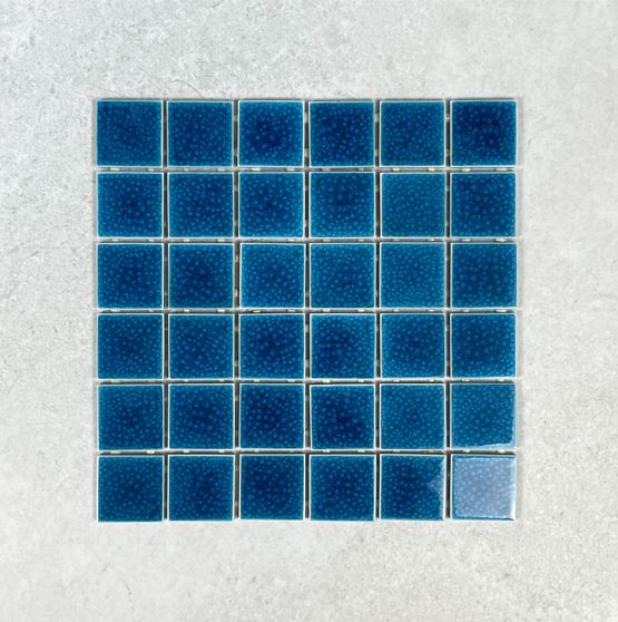 Aqua Blue Doubled Glazed Craquelure Porcelain Mosaics 48x48mm 7616