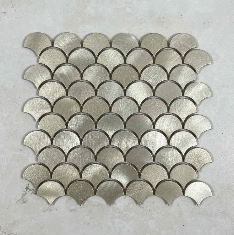 Fish Scale Brushed Aluminium  Mosaic 7641