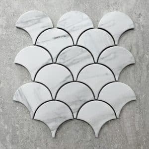 Carrara Look Fan Fish Scale Wave Matt Grey Porcelain Mosaic Tile 7671