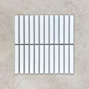 Gloss Light Grey Large Kit Kat Fingers Glazed Porcelain Mosaic Tile - 7682