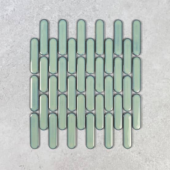 Gloss Green Tic Tac Fingers Glazed Porcelain Mosaic 7687