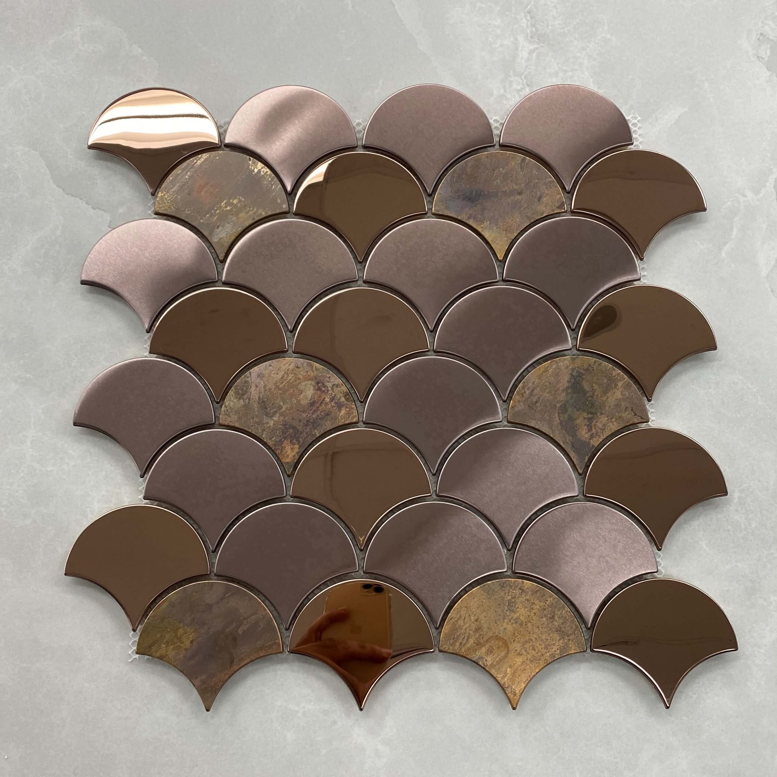 Bronze and Stainless Steel Fan Mosaic 7572