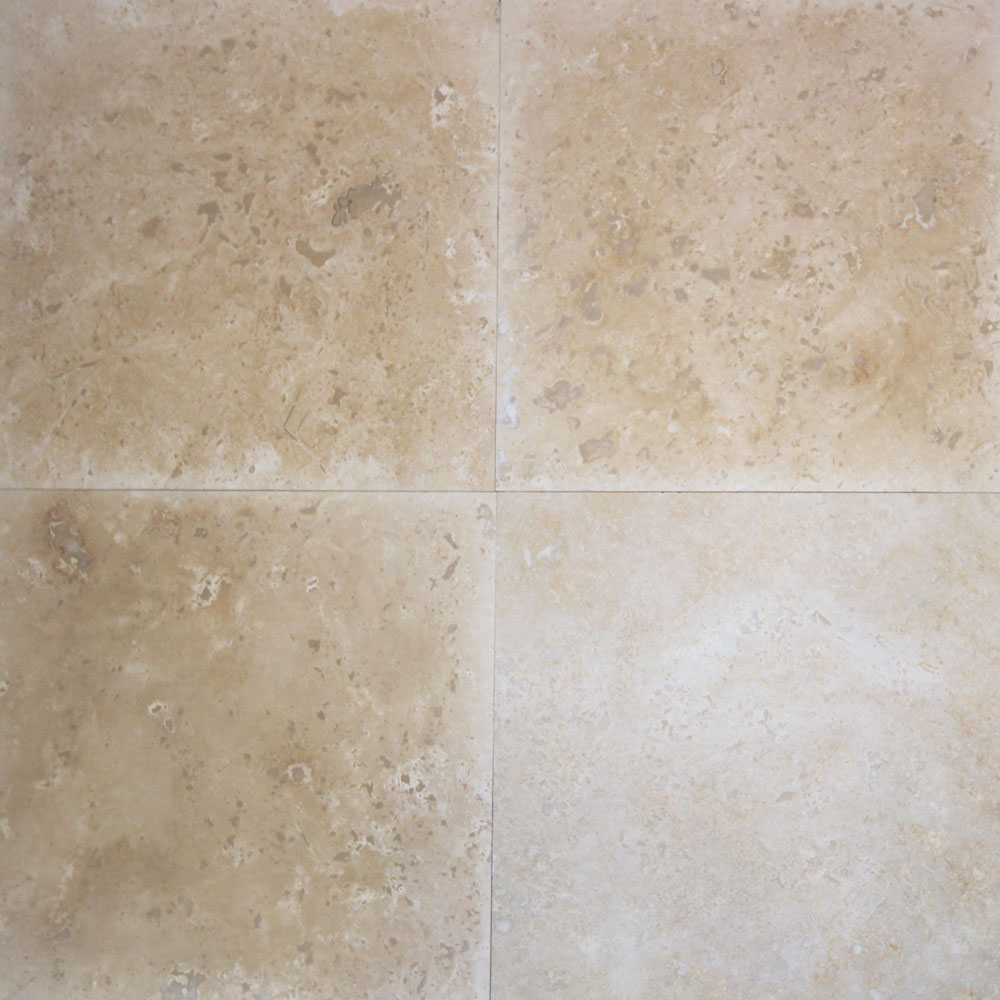 406x406x12mm Light to Medium Honed and Filled Travertine Tile (#8210)