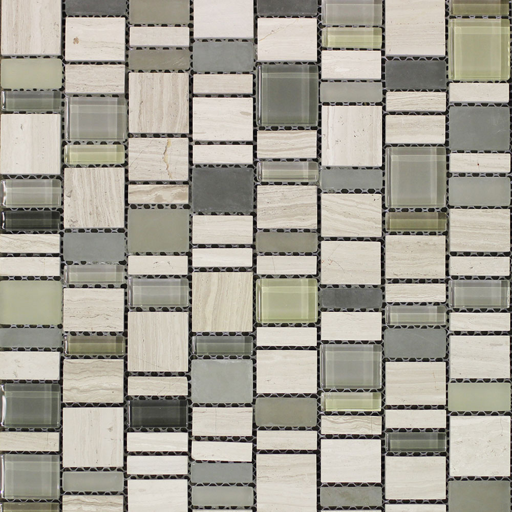 Mixed Small Size Marble and Glass Mosaic Sheet 300x300mm 7820