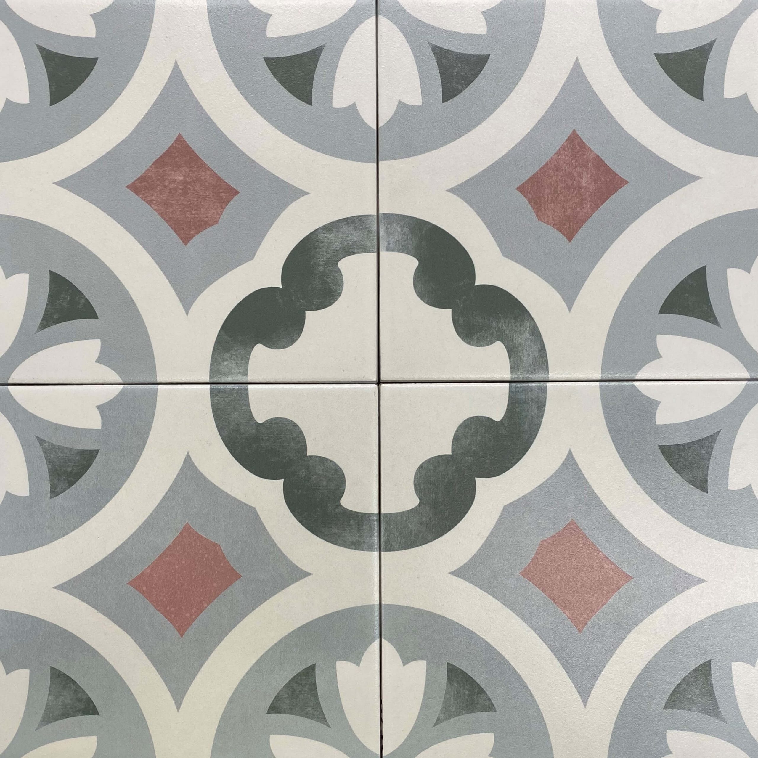 Retro Mixed Colour Matt Patterned Non Rectified Glazed Porcelain Wall & Floor Tile 200x200mm 3446