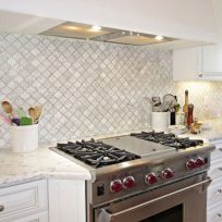 Bianco Carrara Arabesque Polished Marble Mosaic Sheet 7025