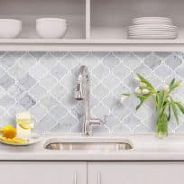 Bianco Carrara Arabesque Polished Marble Mosaic Sheet 7025