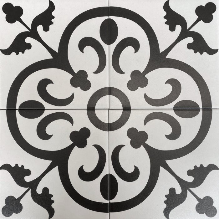 Black and White Pattern Matt Non Rectified Glazed Porcelain Wall & Floor Tile 3444