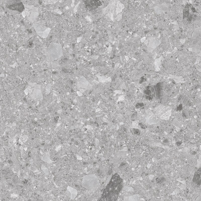 Breccia Mid Grey Terrazzo Look In/Out Rectified Porcelain Tile 3689