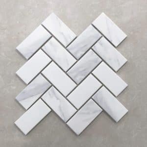 Carrara Herringbone Porcelain Mosaic Tile