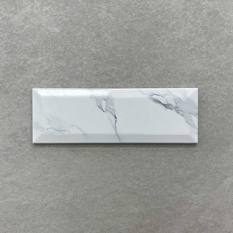 Carrara Look Gloss Bevelled Spanish Ceramic Subway Wall Tile 4251