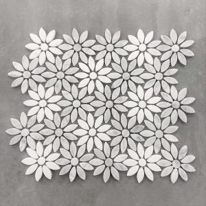 Daisy Carrara Marble Honed Mosaic Sheet