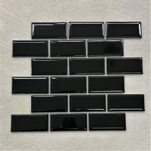 Gloss Black Brick Pattern Porcelain Mosaic Sheet