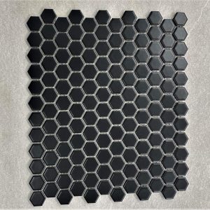 Hexagon Black Matt Porcelain Mosaic Sheet