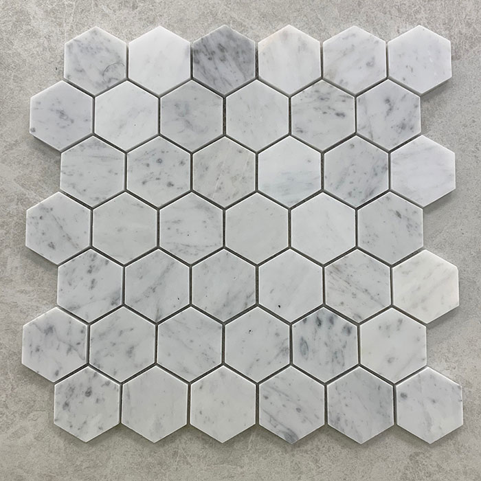 Hexagon Honed Carrara Marble Mosaic 7524