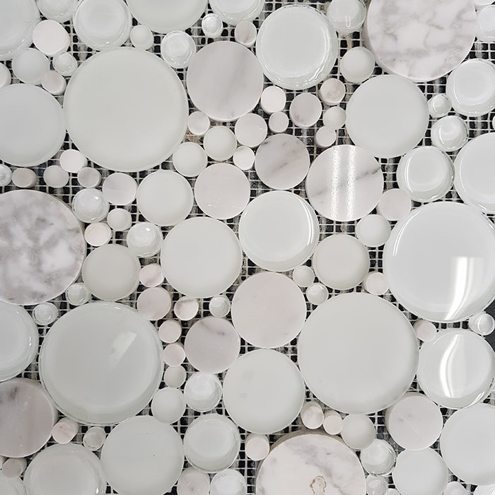 Marble and Glass Mixed Bubble Mosaic 305x305mm 7339