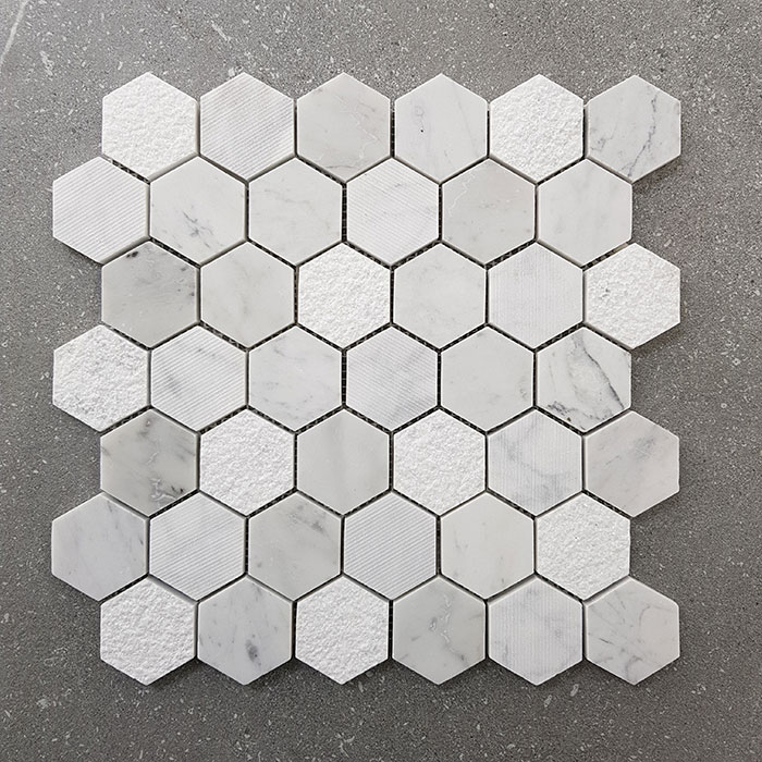 only 14 sheet mixed finish carrara hexagon marble mosaic hexagon sheet