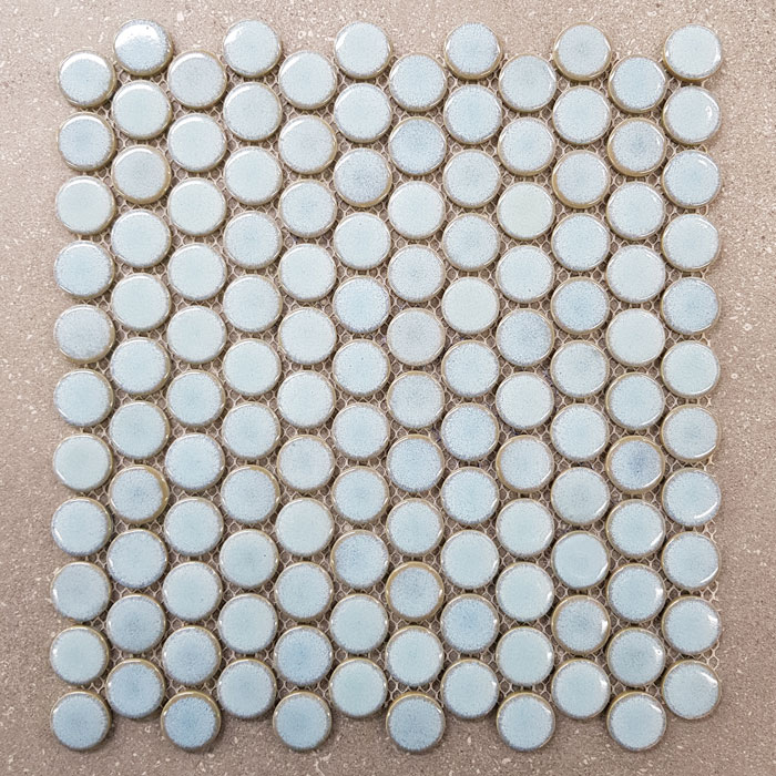 Penny Round Baby Blue Porcelain Mosaic 7432