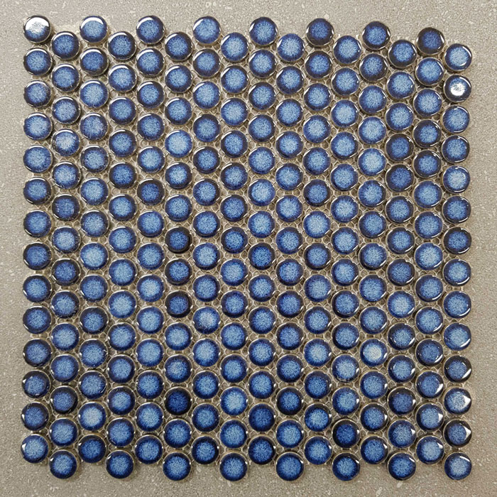 295x295mm Penny Round Dark Blue Porcelain Mosaic 7437